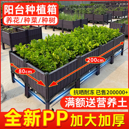 种菜专用箱种植箱楼顶种菜盆神器家庭阳台特大塑料花盆户外花箱