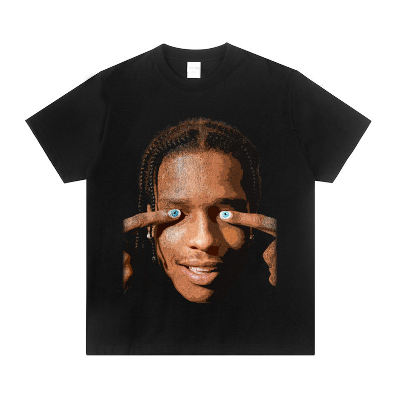 Asap Rocky洛基嘻哈说唱Hiphop纯棉宽松摇滚饶舌圆领潮流短袖t恤