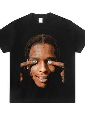 Asap Rocky洛基嘻哈说唱Hiphop纯棉宽松摇滚饶舌圆领潮流短袖t恤