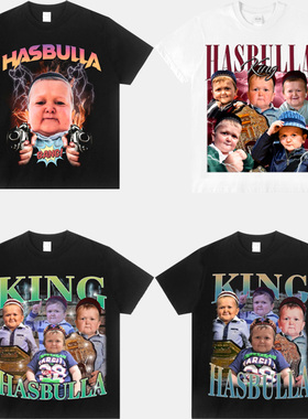 UFC Hasbulla Magomedov哈斯布拉美式重磅纯棉宽松圆领潮短袖t恤