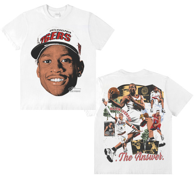 Allen Iverson艾弗森篮球MVP美式小领口重磅纯棉明星运动短袖t恤