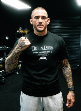 UFC 钻石达斯丁Dustin同款美式重磅圆领短袖休闲纯棉复古印花t恤