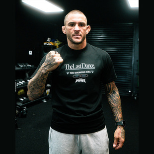 UFC 钻石达斯丁Dustin同款美式重磅圆领短袖休闲纯棉复古印花t恤