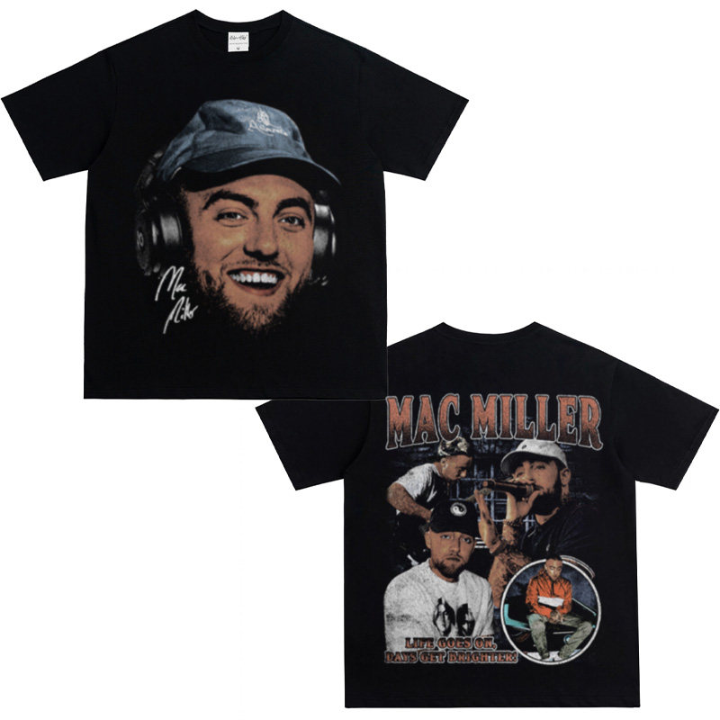 Mac Miller迈克米勒重磅美式纯棉T恤圆领印花宽松短袖Vintage上衣
