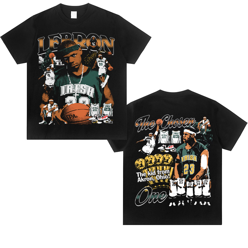 LeBron James勒布朗詹姆斯Basketball美式数码印花高街潮短袖t恤