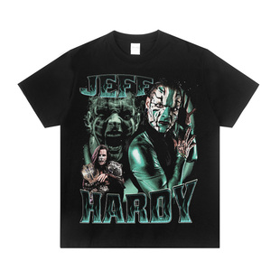 WWE Jeff Haroy鬼面战士杰夫哈迪摔跤美式纯棉圆领宽松潮短袖t恤