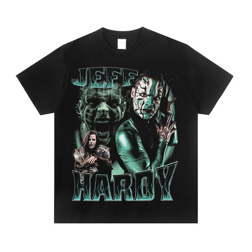 WWE Jeff Haroy鬼面战士杰夫哈迪摔跤美式纯棉圆领宽松潮短袖t恤