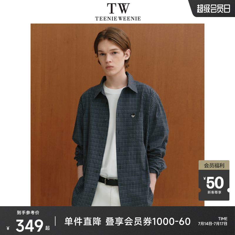 TeenieWeenie小熊男装格纹衬衫2025春季新款休闲学院