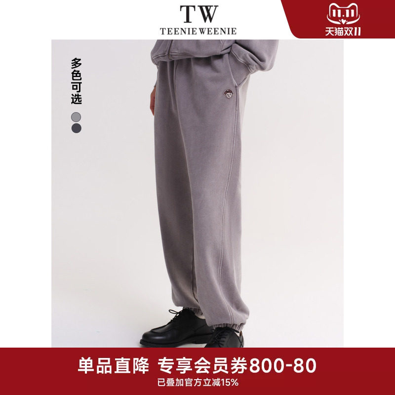 TeenieWeenie小熊男装卫裤春季新款做旧水洗运动束脚休闲裤