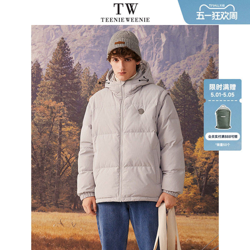 TeenieWeenie小熊男装冬季新款宽松连帽羽绒服保暖厚外套潮