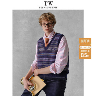 TeenieWeenie小熊男装 休闲通勤微阔V领提花针织背心