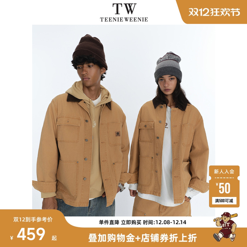 Teenie Weenie小熊男装美式街头风水洗做旧帆布休闲随性牛仔夹克