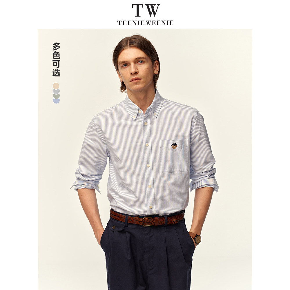 TeenieWeenie小熊男装衬衫男款新款长袖翻领休闲外套美式上衣情侣