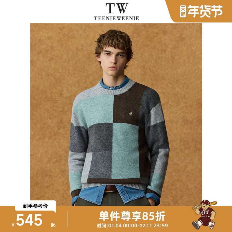 Teenie Weenie小熊男装圆领冬季新款针织衫保暖休闲新款高级毛衣,男装,针织衫/毛衣,淘宝优惠券,粉丝福利购,淘宝优惠卷