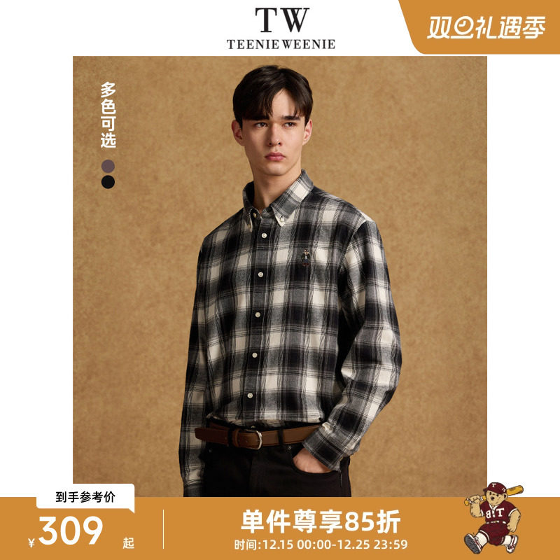 TeenieWeenie小熊男装简约时尚格纹衬衫春季学院复古潮流