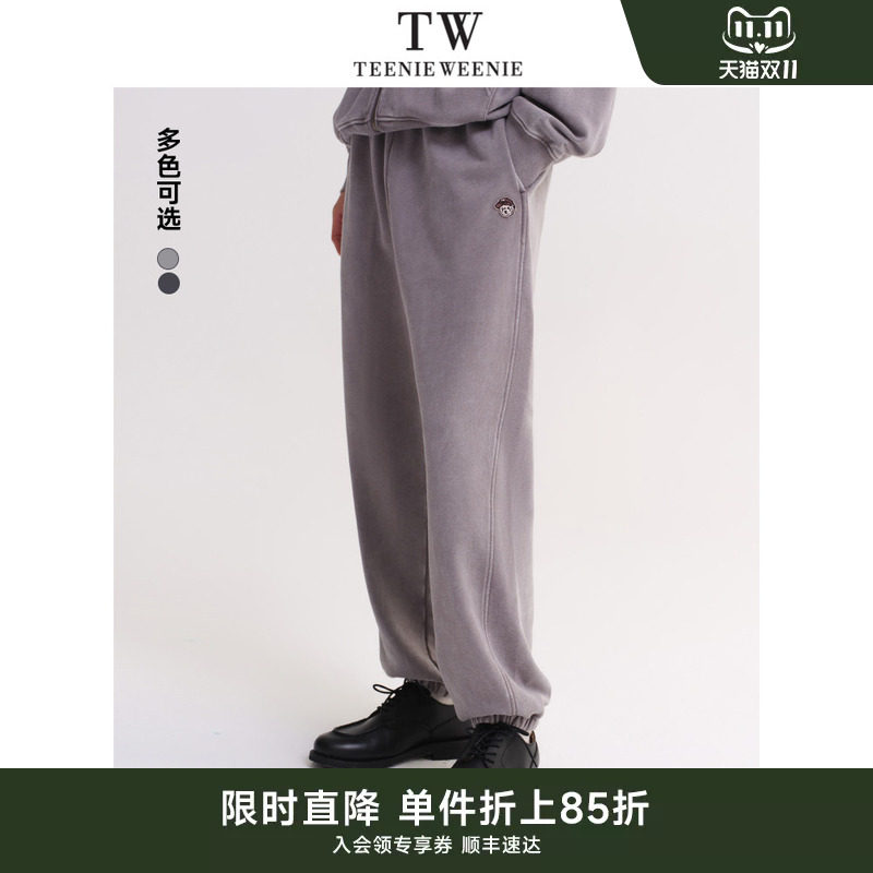 TeenieWeenie小熊男装卫裤春季新款做旧水洗运动束脚休闲裤