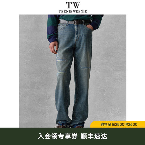 TeenieWeenie小熊男装日常舒适时尚复古直筒牛仔休闲长裤