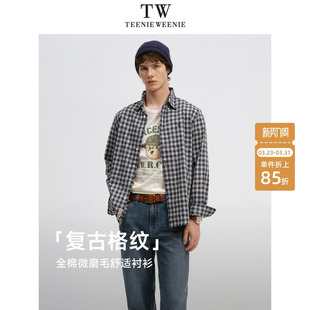 休闲复古轻磨毛抗皱易打理格子衬衫 TeenieWeenie小熊男装 美式