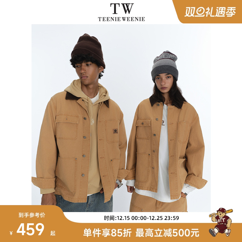 Teenie Weenie小熊男装美式街头风水洗做旧帆布休闲随性牛仔夹克