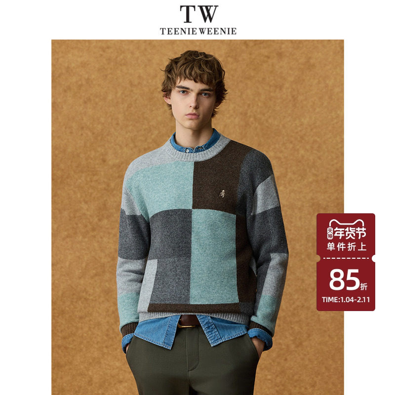 Teenie Weenie小熊男装圆领冬季新款针织衫保暖休闲新款