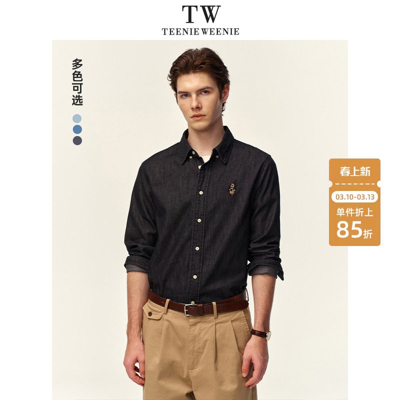 TeenieWeenie小熊情侣衬衫男款休闲美式外套长袖宽松牛仔上衣新款