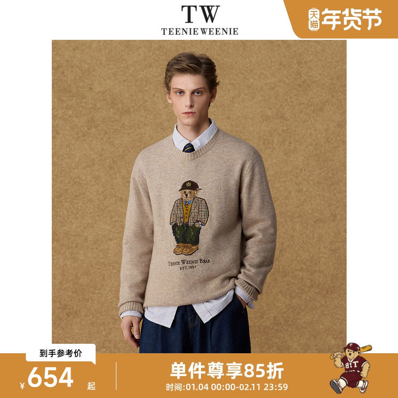 Teenie Weenie小熊男装宽松圆领保暖复古针织衫上衣新款毛衣,男装,针织衫/毛衣,淘宝优惠券,粉丝福利购,淘宝优惠卷
