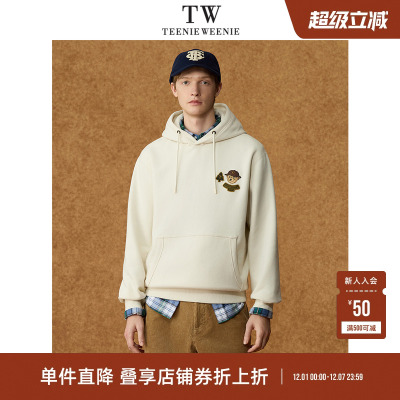 Teenie Weenie小熊男装加绒毛圈美式复古宽松保暖连帽卫衣