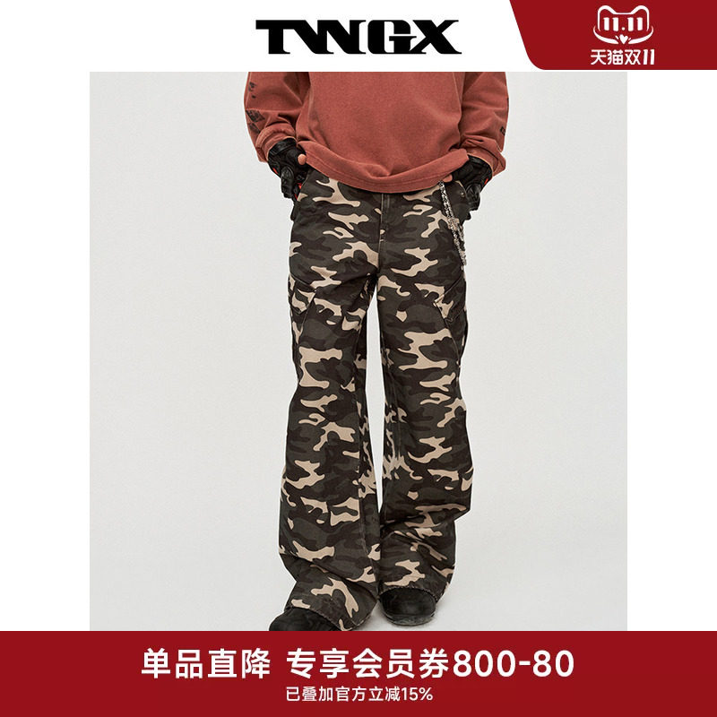 TeenieWeenie小熊男装2026年秋季时尚户外迷彩印花牛仔工装休闲裤