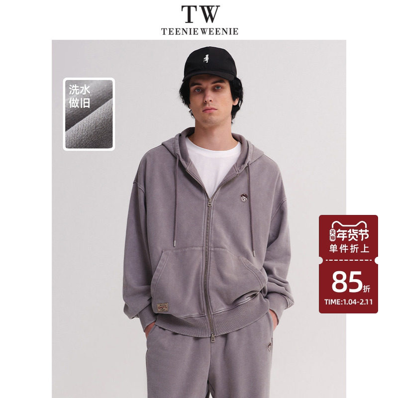 TeenieWeenie小熊男装卫衣2025春季新款宽松水洗自然