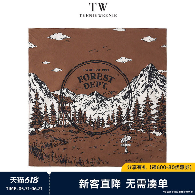 TeenieWeenie小熊男装2026夏季复古时尚潮酷流行户外休闲印花方巾