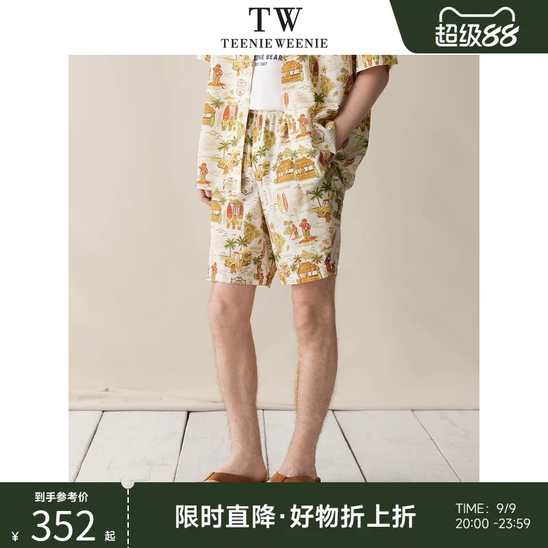 TeenieWeenie小熊男装2026年夏宽松天丝莱塞尔凉感沙滩裤休闲短裤