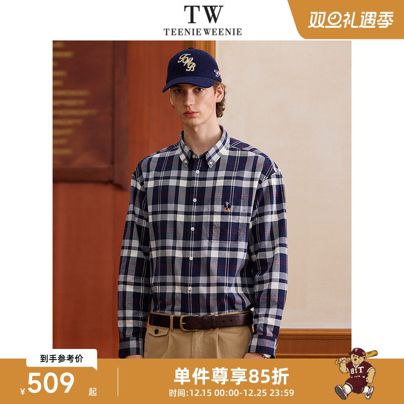 TeenieWeenie小熊男装衬衫2025春季新款简约休闲学院