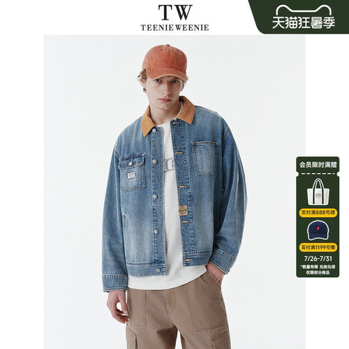 TeenieWeenie小熊男装2026年春美式复古灯芯绒翻领牛仔夹克外套