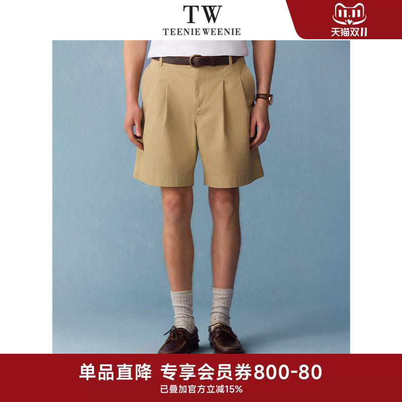 TeenieWeenie小熊男装2026夏季宽松透气休闲直筒五分裤纯色短裤