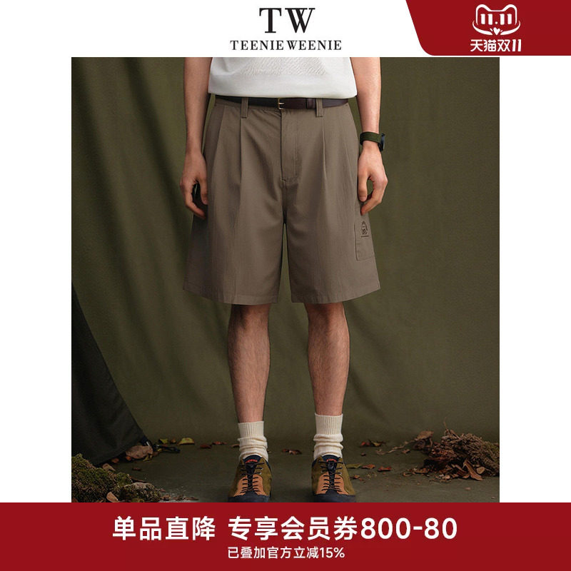 TeenieWeenie小熊男装2026夏简约时尚休闲纯色松紧腰贴袋直筒短裤
