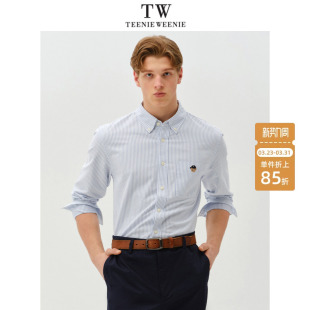 休闲上衣纯棉新款 TeenieWeenie小熊情侣条纹衬衫 长袖 美式 外套 男款