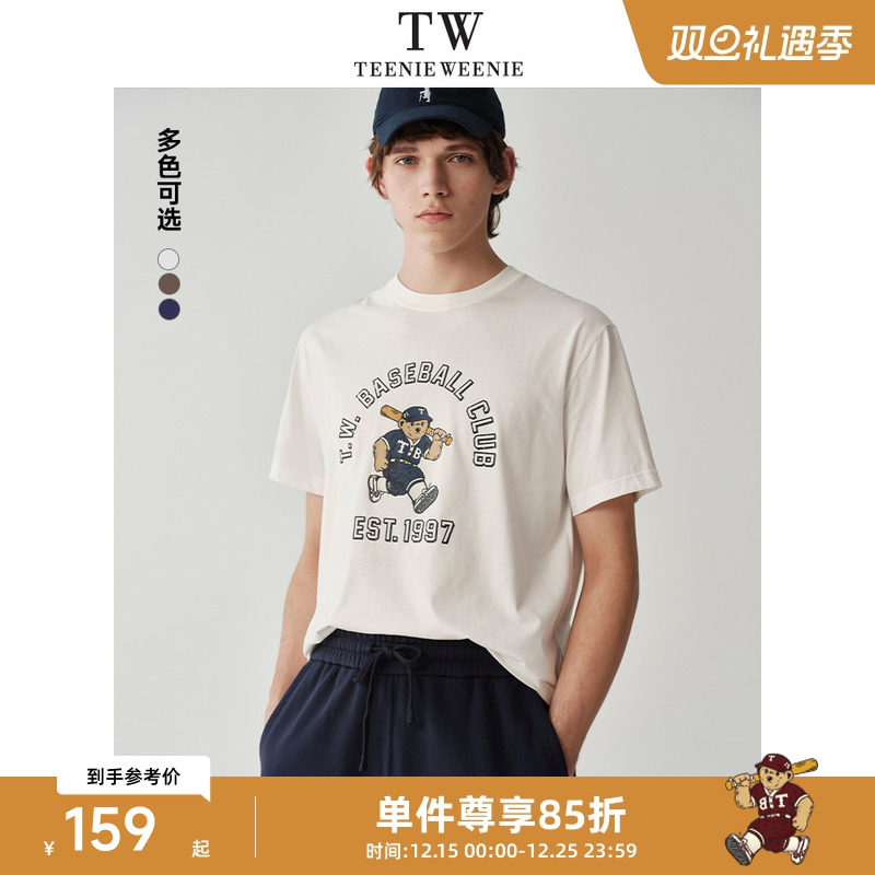 TeenieWeenie小熊男装字母T恤2025年夏季季新款圆领