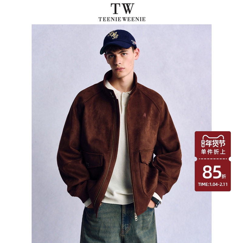 Teenie Weenie小熊男装复古工装风仿麂皮休闲夹克秋季外