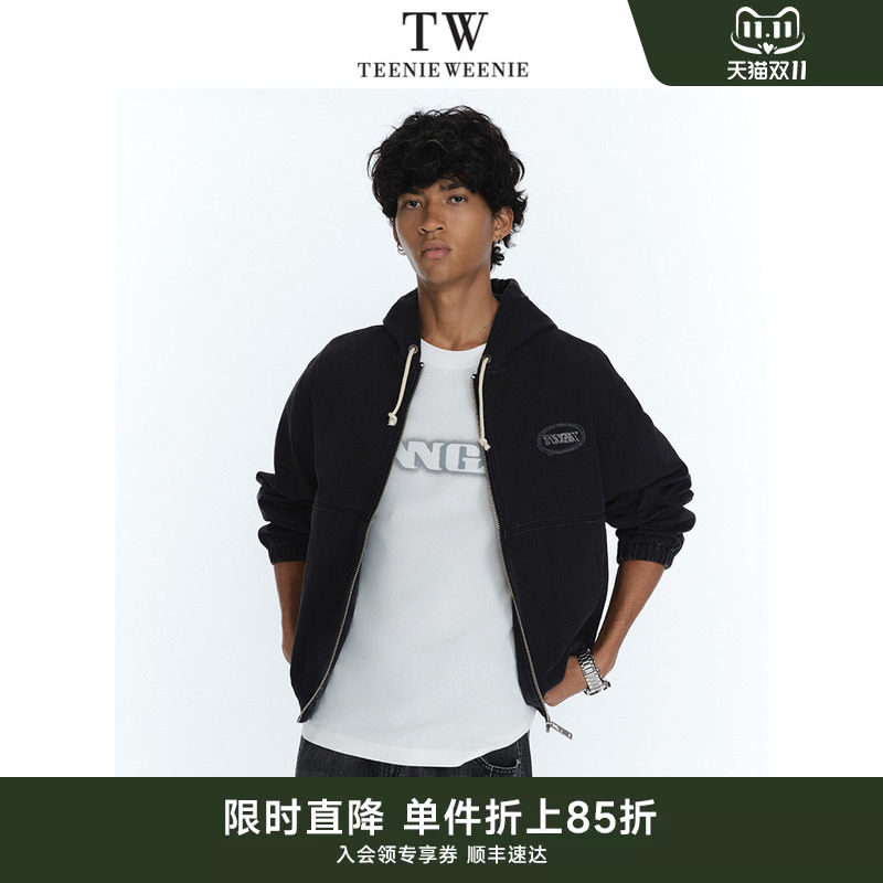 TeenieWeenie小熊男装复古水洗做旧帆布舒适街头风连帽牛仔夹克