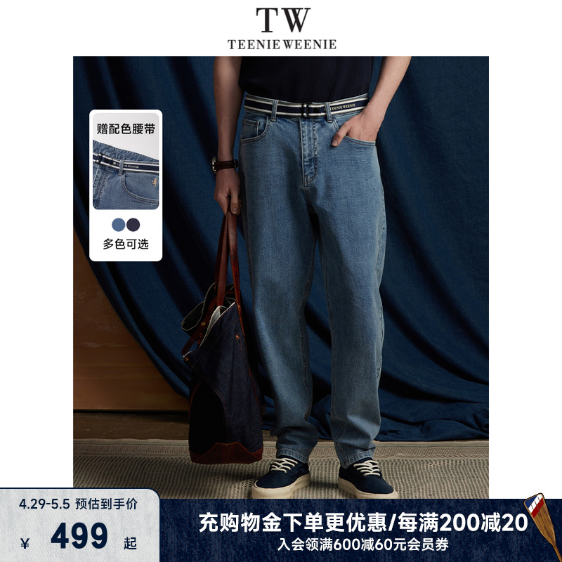 TeenieWeenie小熊男装简约牛仔裤2024夏季新款休闲时尚长裤潮牌男