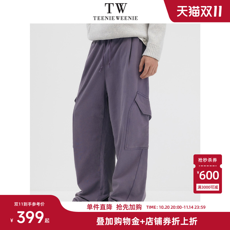 Teenie Weenie小熊男装分割线时尚宽松直筒休闲通勤纯棉复古卫裤