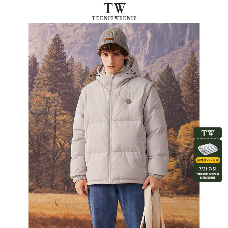 TeenieWeenie小熊男装冬季新款宽松连帽羽绒服保暖厚外套潮