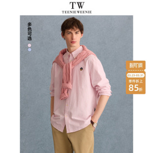 条纹衬衫 长袖 2025春季 情侣粉色时尚 衬衣 新款 TeenieWeenie小熊男装