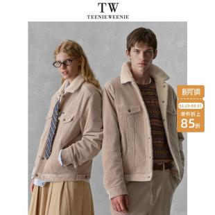 TeenieWeenie小熊男装 休闲翻领灯芯绒拼接仿羊羔毛夹克外套