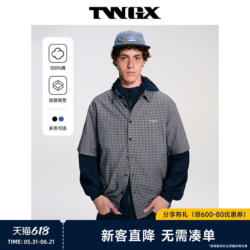 TeenieWeenie小熊男装2026春字母刺绣通勤经典休闲格子短袖衬衫
