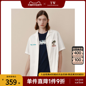TeenieWeenie小熊男装夏季时尚复古宽松休闲刺绣短袖衬衫