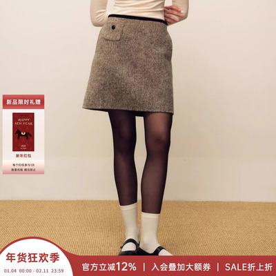 MARCHEN经典高腰冬季园作半身裙