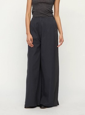 RUOHAN 安格集合店 25AW秋冬新款IBO灰蓝色牛仔连腰双层阔腿长裤