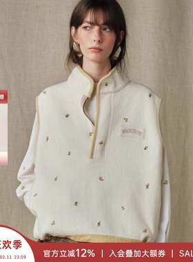 章若楠同款 MARCHEN 安格集合店 25秋冬羊毛飘花落雪刺绣马甲背心