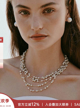 KHEMIA 安格集合店 25新款拉丝Stellar足银锁骨圆球多层星尘项链